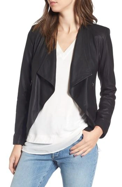 Shop Bb Dakota Brycen Leather Drape Front Jacket In Black