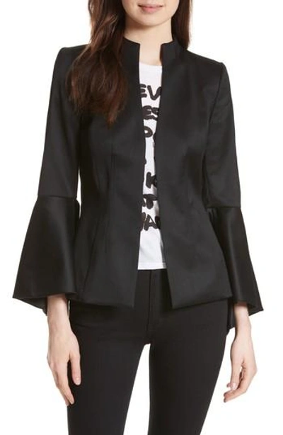 Shop Alice And Olivia Ivana Waterfall Sleeve Blazer In Black