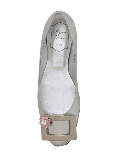 Shop Roger Vivier Silver Lacquered Ballet Flats