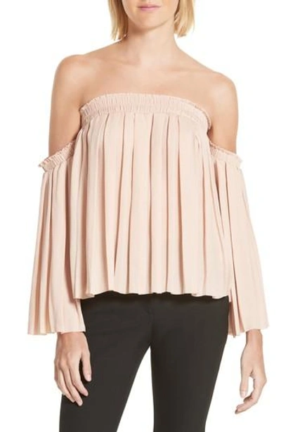 Shop Elizabeth And James Women's  Emelyn Pleated Off The Shoulder Top In Burlap