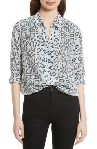 Shop Equipment Essential Python Print Silk Shirt In Mineral Grey Multi