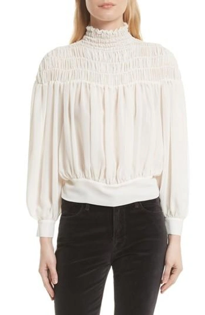 Shop Frame Smocked Tie Back Blouse In Off White