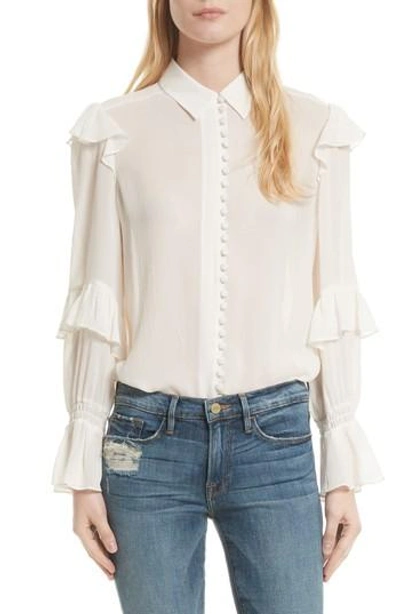 Shop Frame Silk Victorian Ruffle Blouse In Off White