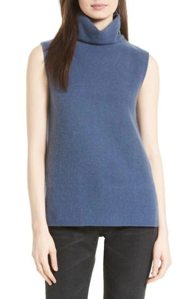 Shop Vince Side Slit Cashmere Turtleneck In Ink