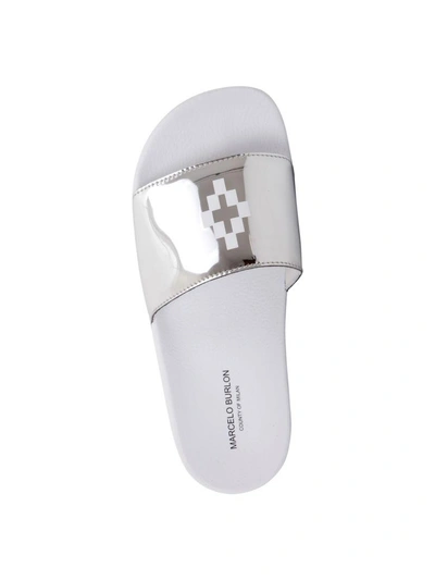 Shop Marcelo Burlon County Of Milan Marcelo Burlon Kelly" Sandals" In Silver - White