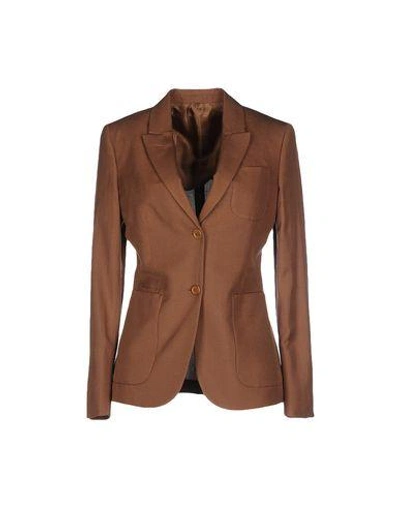 Shop Agnona Blazer In Khaki