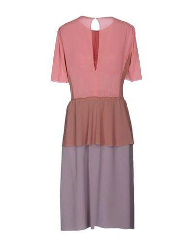 Shop Agnona Woman Midi Dress Pastel Pink Size 8 Silk, Elastane