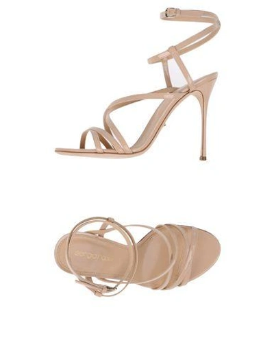 Shop Sergio Rossi Woman Sandals Beige Size 12 Leather