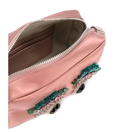 Shop Anya Hindmarch Pink Diamante Eyes Chain Clutch Bag