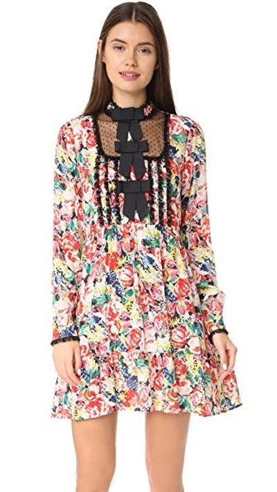 Ganni Maple Silk Shift Dress In Multicolor | ModeSens