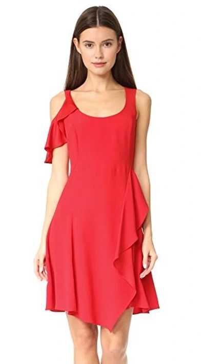 Shop Versace Scoop Neck Mini Dress In Red