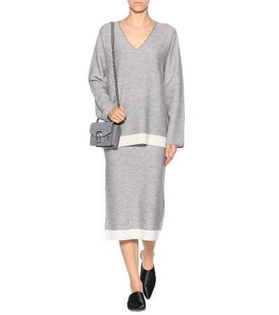 Shop Atm Anthony Thomas Melillo Wool Skirt In Grey