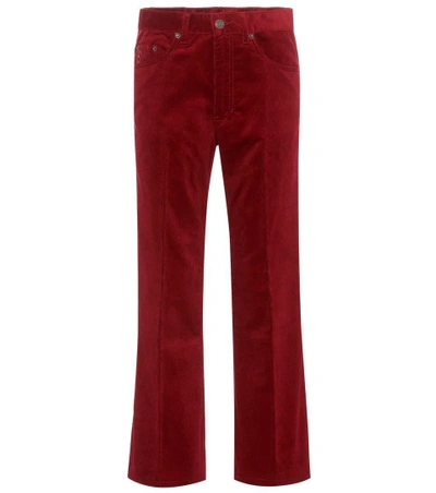 Shop Marc Jacobs Cropped Velvet Trousers In Red