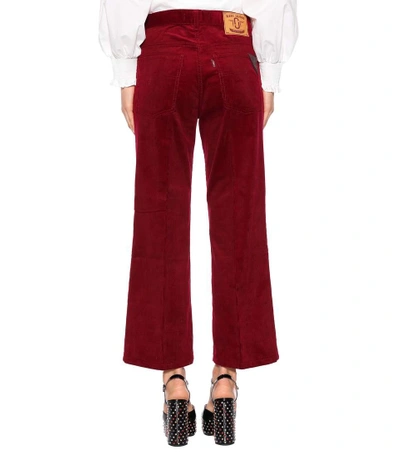 Shop Marc Jacobs Cropped Velvet Trousers In Red