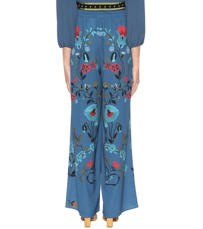 Shop Red Valentino Floral-printed Crêpe Trousers