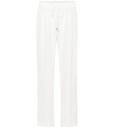 Shop Olivia Von Halle Gio Striped Silk Trousers In White