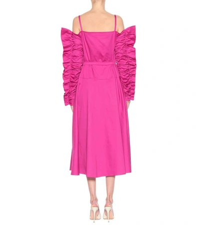 Shop Anna October Stretch-cotton Cold-shoulder Dress In Pink
