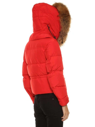 Shop Dsquared2 Down Jacket With Fur In Rosso