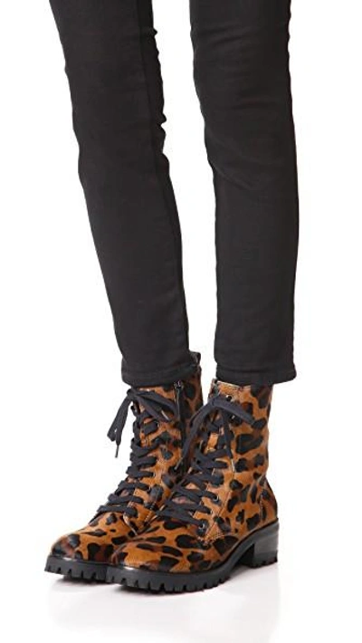 Shop Schutz Zumira Lace Up Combat Boots In Leopard