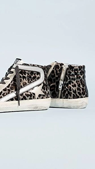 Shop Golden Goose Slide Sneakers In Leopard/grey