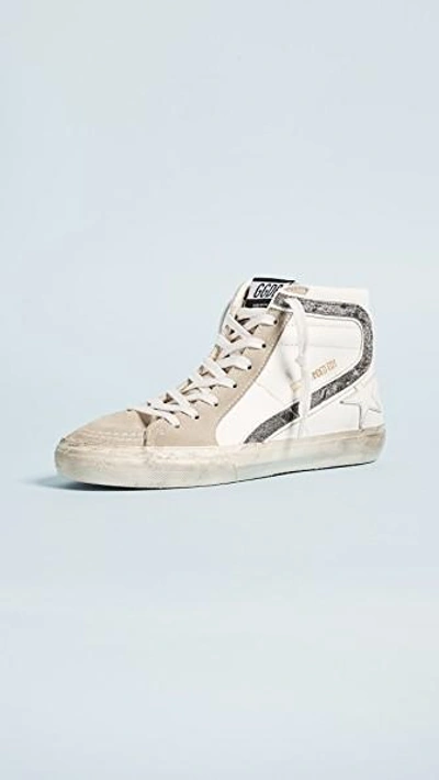 Shop Golden Goose Slide Sneakers In White/grey