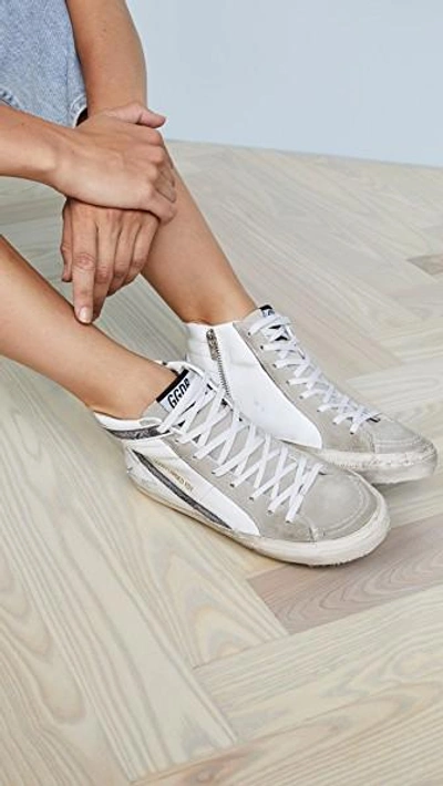 Shop Golden Goose Slide Sneakers In White/grey