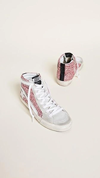 Shop Golden Goose Slide Sneakers In Pink/ice/white/silver