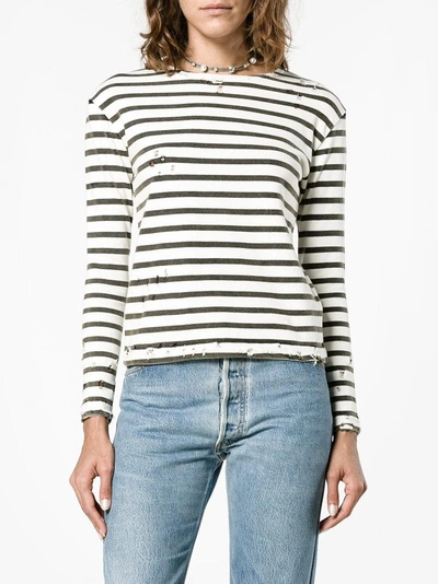 Shop R13 Striped Long Sleeve T-shirt In White