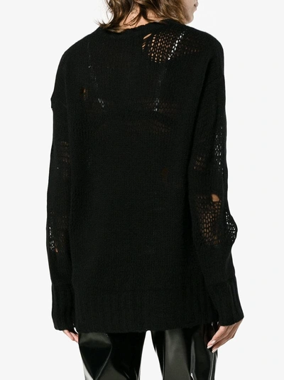 Shop R13 Ripped Oversized Cashmere Sweater In Black