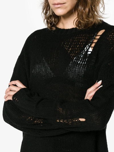 Shop R13 Ripped Oversized Cashmere Sweater In Black