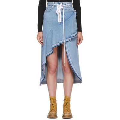 Shop Off-white Blue Asymmetric Denim Skirt