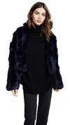 ADRIENNE LANDAU FUR JACKET WITH FOX COLLAR