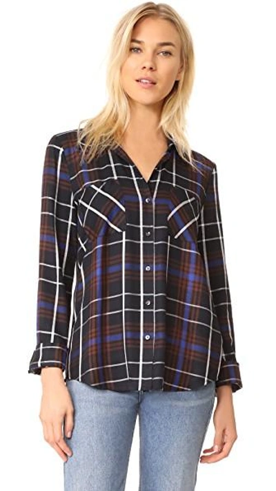 Shop L Agence Denise Contrast Back Shirt In Black Multi