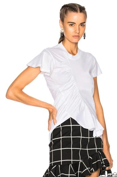 Shop Marques' Almeida Marques ' Almeida Jersey Skewed Gathered Front T-shirt In White