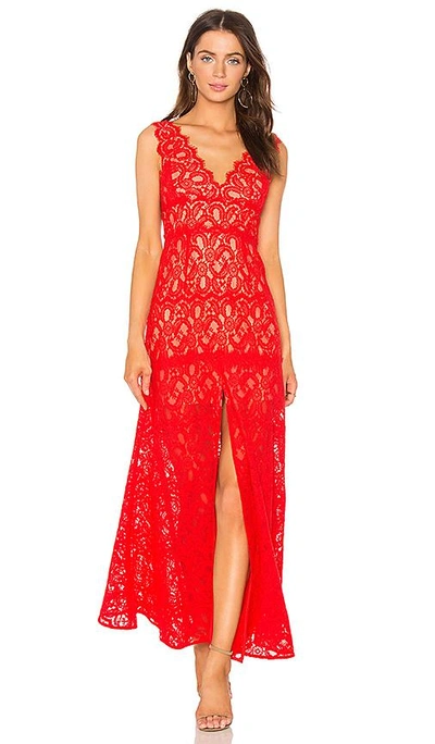 Shop Aijek Millie Lace Gown In Rouge