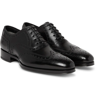 Shop Tom Ford Austin Leather Wingtip Brogues In Black