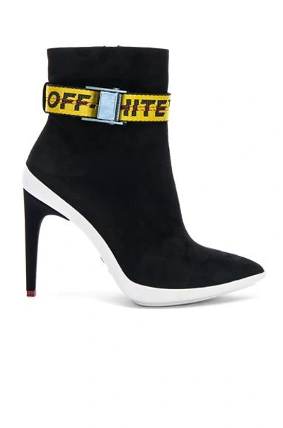 Shop Off-white Ankle Strap Suede Boots In Black & Yellow