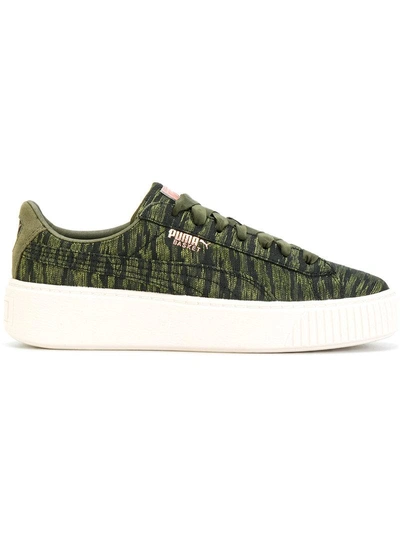 Shop Puma - Basket Platform Sneakers  In Green