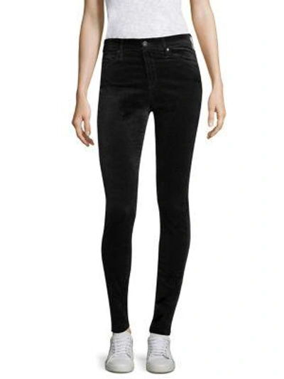 Shop Ag Farrah High-rise Velvet Skinny Pants In Black