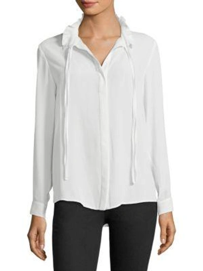 Shop The Kooples Ruffled Neck Blouse In Ecru