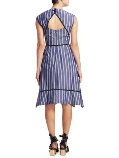 Shop Proenza Schouler Stripe Cotton Dress In White Blue Stripe