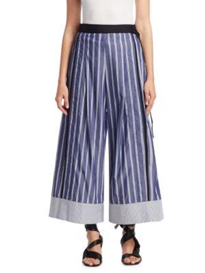 Shop Proenza Schouler Cropped Stripe Wide-leg Pants In White Blue Stripe