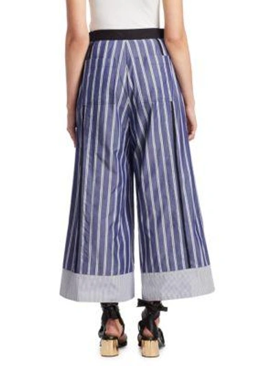 Shop Proenza Schouler Cropped Stripe Wide-leg Pants In White Blue Stripe