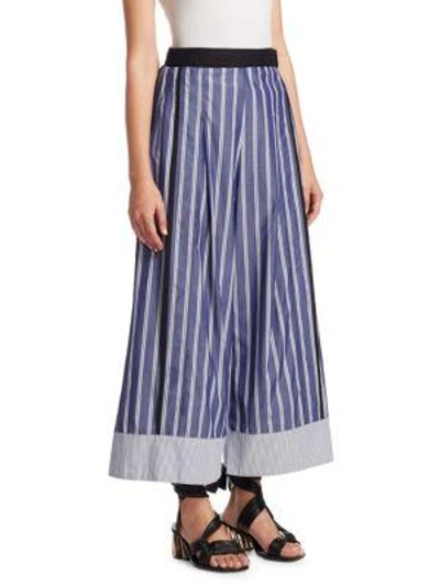 Shop Proenza Schouler Cropped Stripe Wide-leg Pants In White Blue Stripe