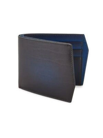 Shop Corthay Peter Classic Leather Bi-fold Wallet In Dark Blue