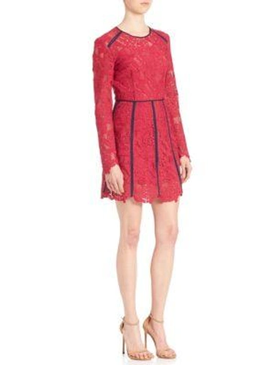 Shop Msgm Lace Contrast-trim Dress In Pink