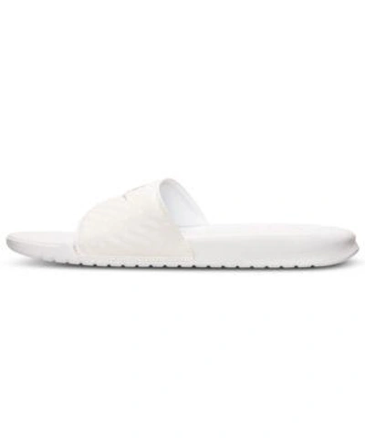 Shop Nike Women's Benassi Just Do It Swoosh Slide Sandals From Finish Line In White/silver