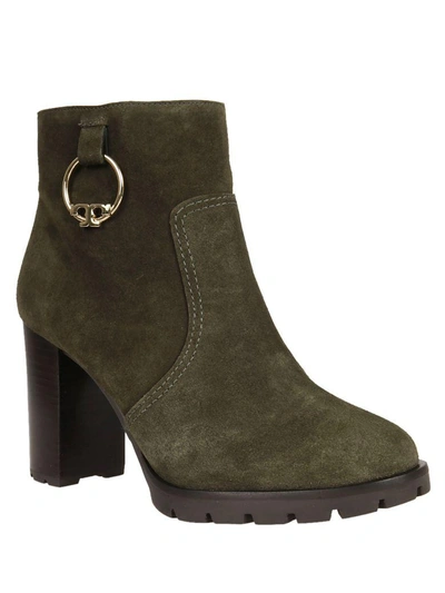 Shop Tory Burch Gold Ring Ankle Boots In Green