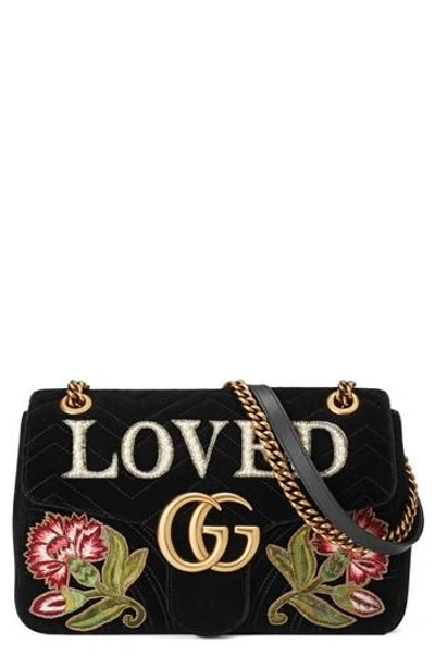 Shop Gucci Gg Marmont Loved Velvet Shoulder Bag - None In Nero Multi