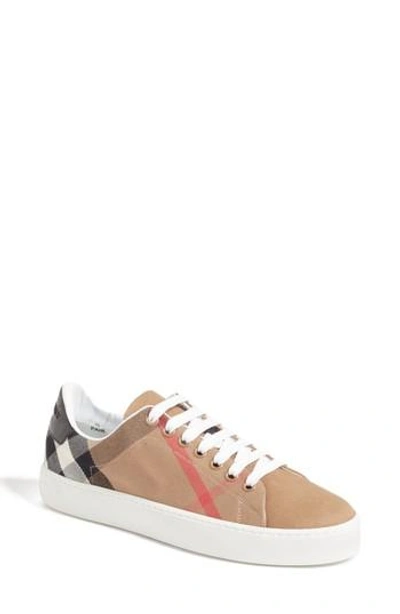 Shop Burberry Check Canvas Lace-up Sneaker In Classic Check